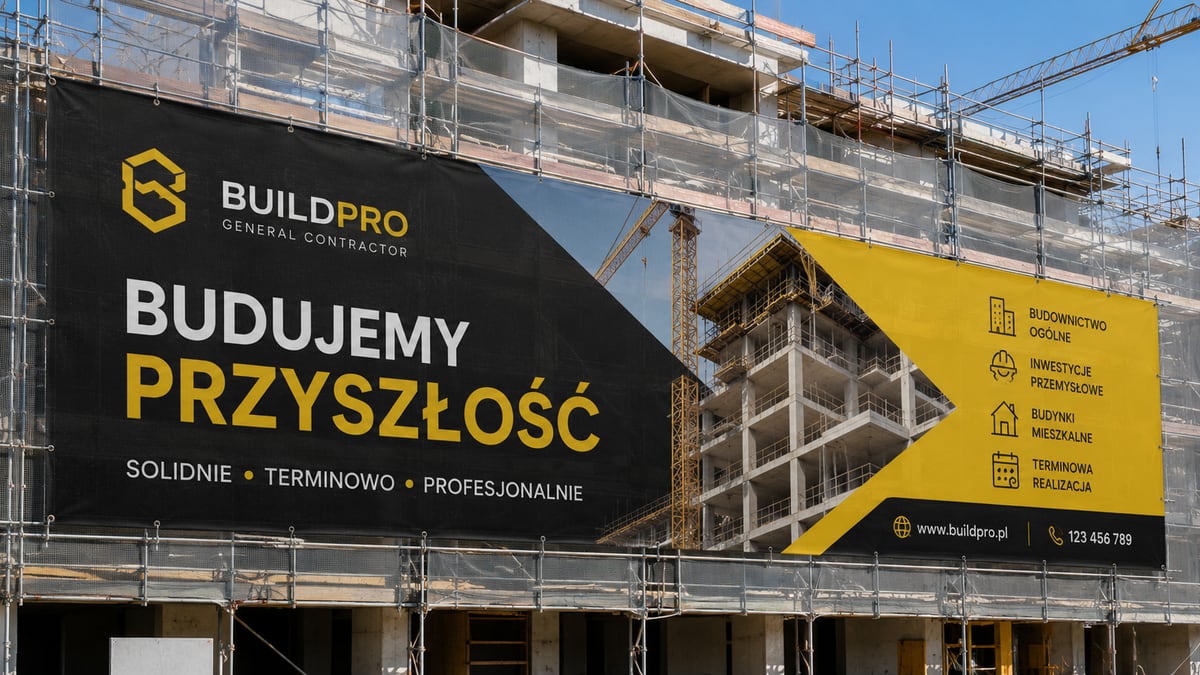 Baner reklamowy na ogrodzeniu budowy