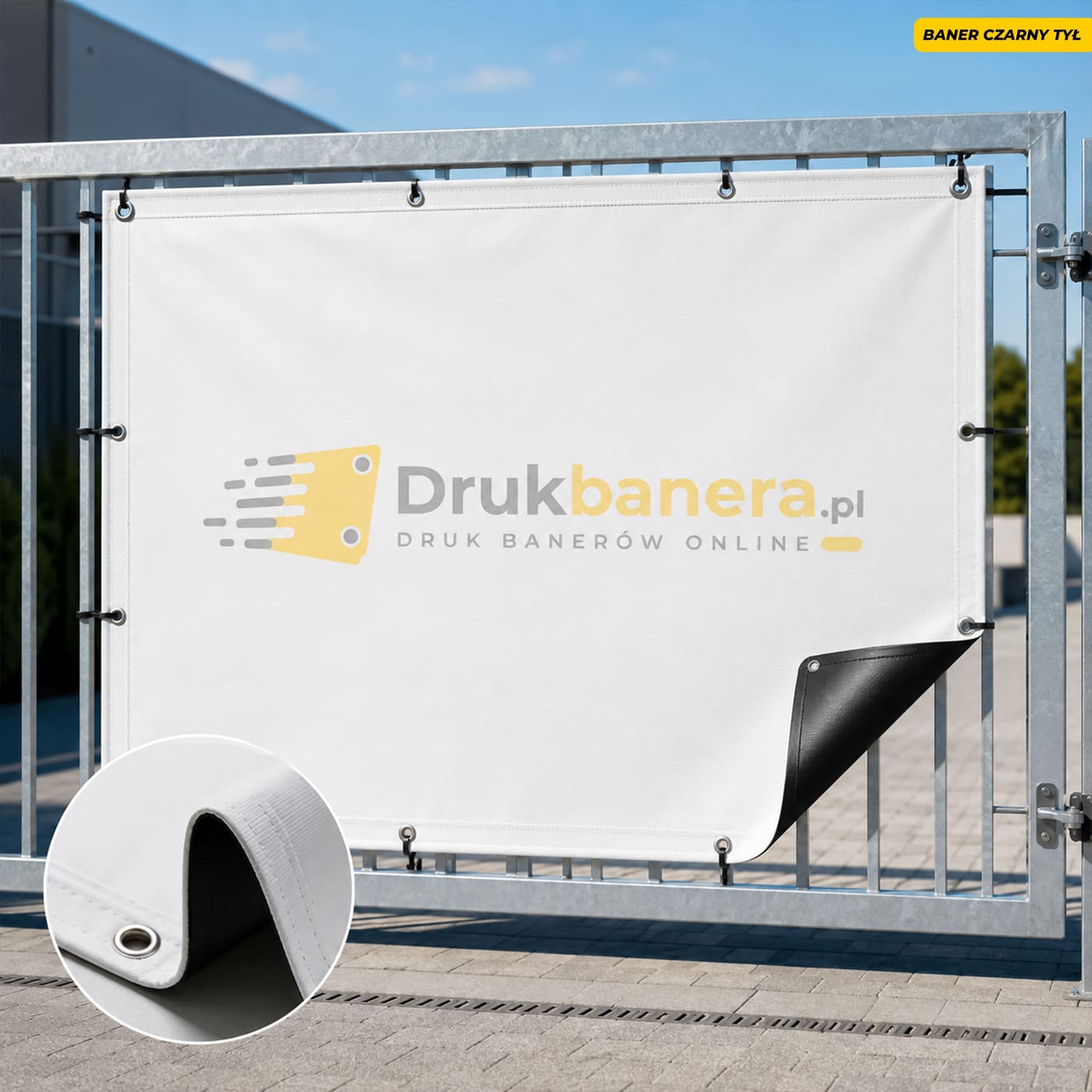 Baner czarny tył 510 g - przykład wydruku