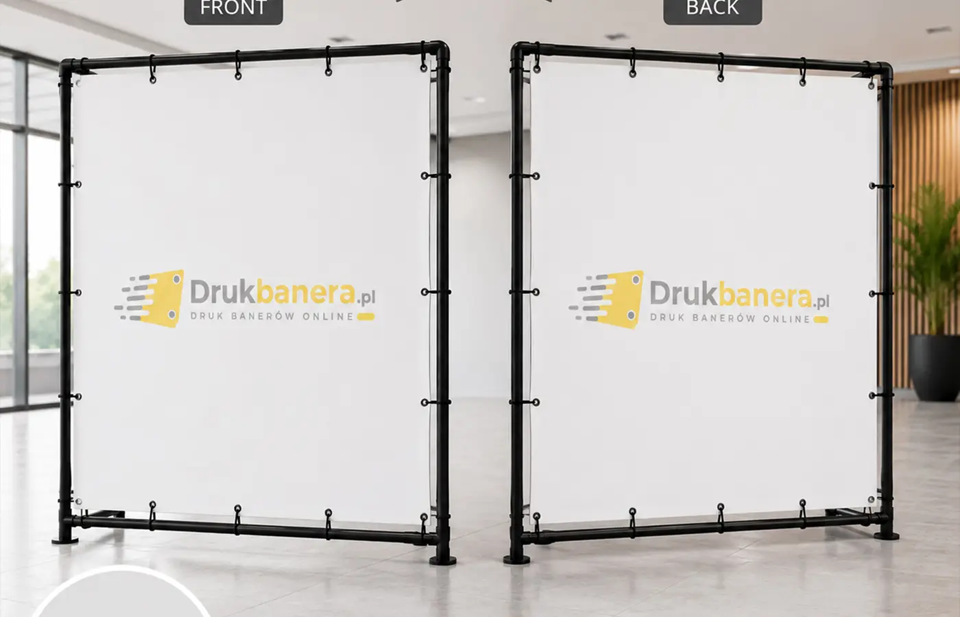 Baner blockout dwustronny na konstrukcji wolnostojącej