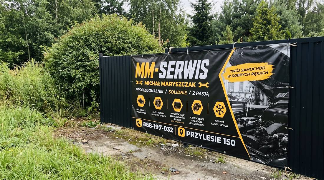 Baner reklamowy 3 x 1,5 m dla firmy MM-Serwis